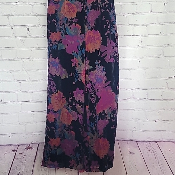 Lulus Moody Vibes Burnout Velvet Floral Wide-Leg Jumpsuit in Black sz M NWT - Picture 6 of 11